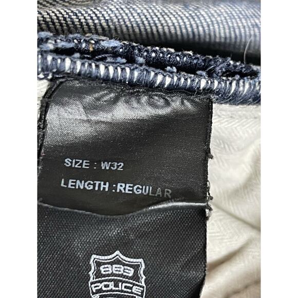 883 Police Jeans Mens 32 Blue‎ Black Motello Distressed Straight Leg Slim Fit - Picture 13 of 16